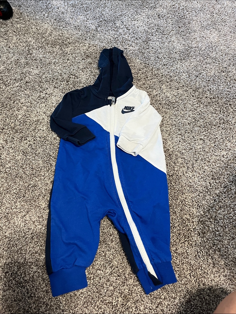 Nike Colorblock Hooded One-Piece in Blue, White & Navy